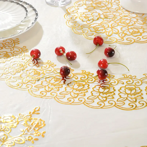 Toalha de Mesa Clássica com Renda Padrão Floral