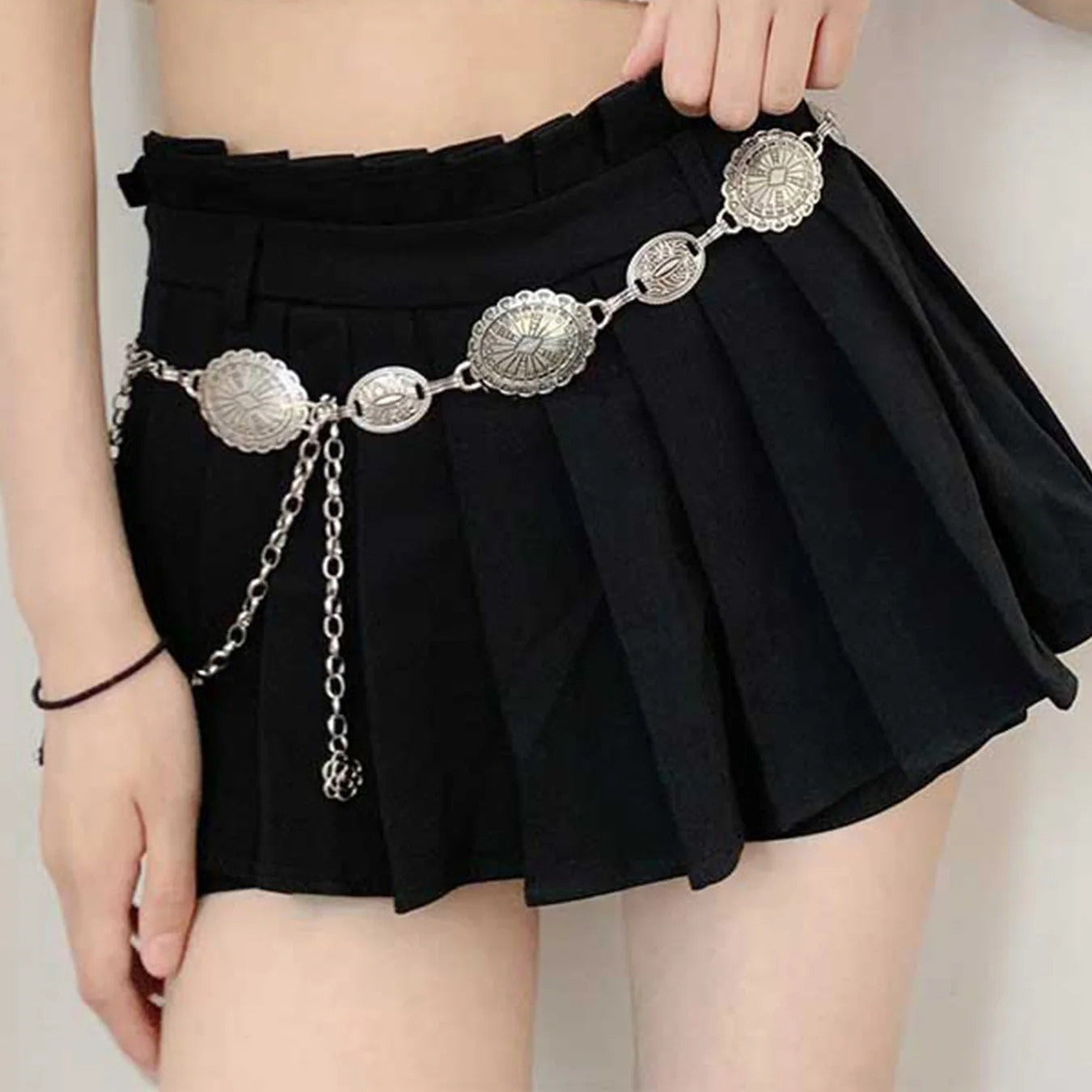 Cinto Feminino Prateado – Estilo Étnico Retrô