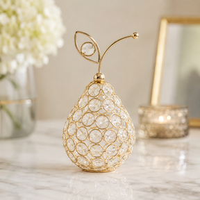 Frutas Decorativas de Cristal e Metal Dourado