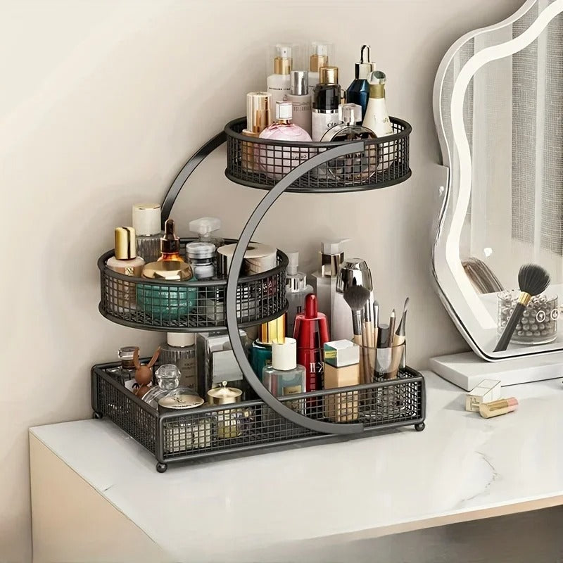 Organizador de Maquiagem Rotativo 3 Andares com Malha - foto 2