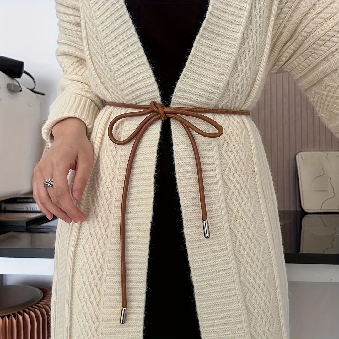Cinto Feminino de Couro Sintético Elegante com Laço