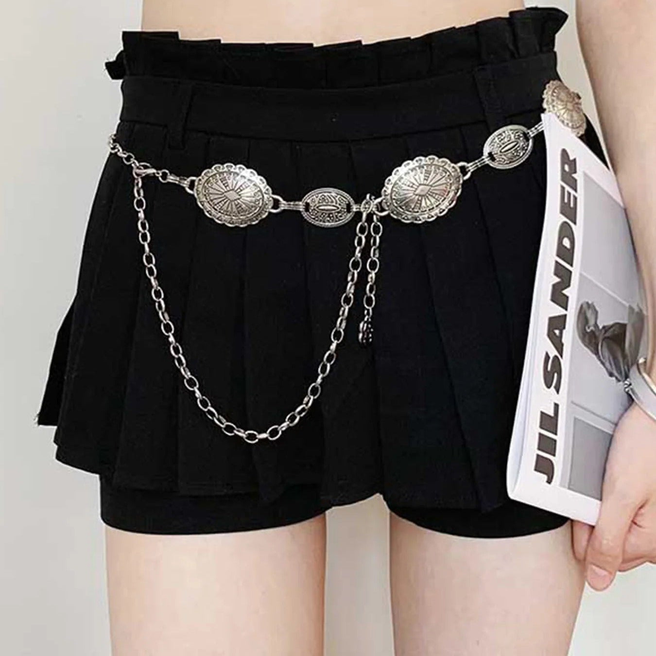 Cinto Feminino Prateado – Estilo Étnico Retrô